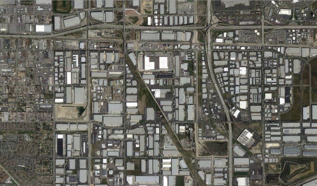 Google Earth view of Inland Empire warehouses